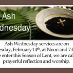 Ash Wednesday, February 14, Services at Noon and 7:00 p.m. Thumbnail
