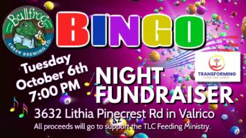 Music Bingo Fundraiser for TLC Feeding Ministry. At Bullfrog Creek Brewing Bingo on Tuesday, October 6th at 7:00 PM. Featured Image