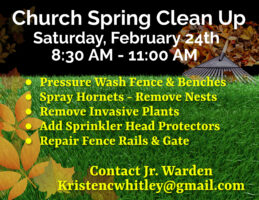 Church Work Day/Spring February 24th, from 8:30 – 11:00 a.m. Featured Image