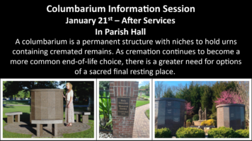 Columbarium Information Session – January 21st After 10:30 a.m. Service Featured Image