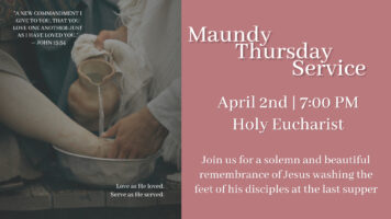 Maundy Thursday Service, April 2nd, at 7:00 PM Featured Image