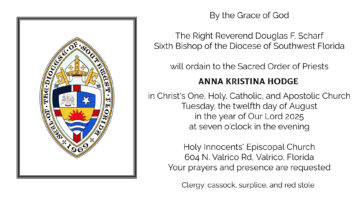 Anna Kristina Hodge Ordination to the Sacred Order of Priest. 7:00 p.m., August 12th Featured Image