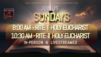 Sunday Eucharist Services-8:00 a.m. Rite I and 10:30 a.m. Rite II with music. Featured Image