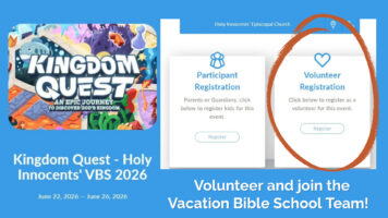 VBS All Day Training 6/06/26. Volunteers Needed for Vacation Bible School June 22nd – 26th. Featured Image